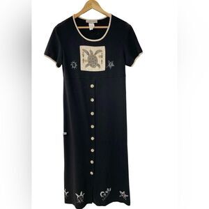 Vintage 1990s Sweet Jessie Black Maxi Turtle Dress Size S